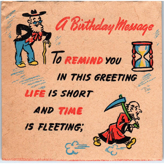 1945 Hallmark Ruffters Fold Out Birthday Card - Father Time SF2