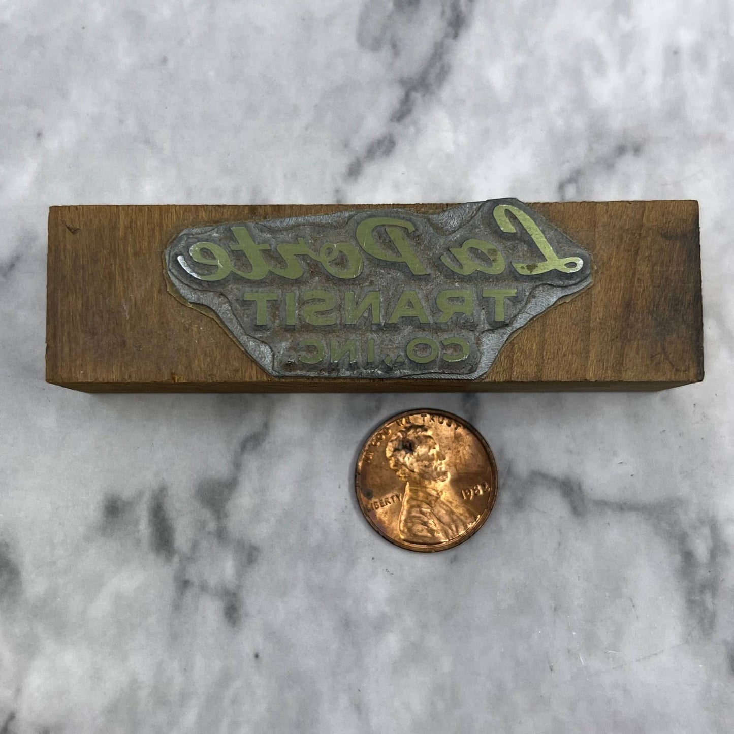 Vintage Printing Letterpress Printers Block Plate La Porte Transit Co Inc TJ53