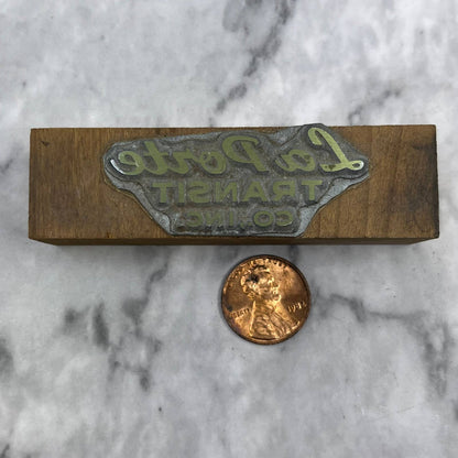 Vintage Printing Letterpress Printers Block Plate La Porte Transit Co Inc TJ53