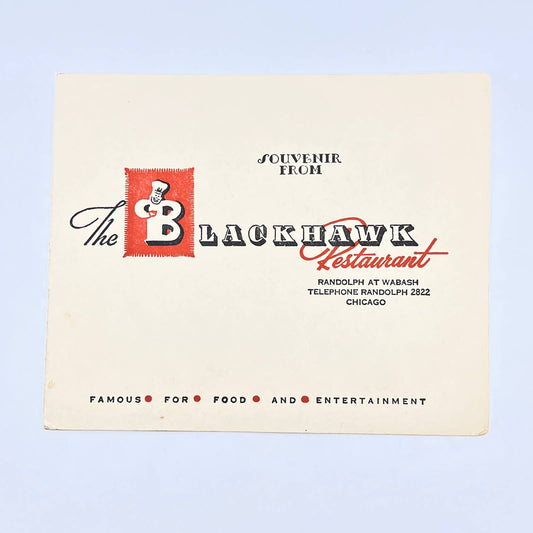 1940s Souvenir Photo The Blackhawk Restaurant Randolph at Wabash Chicago AC1-1