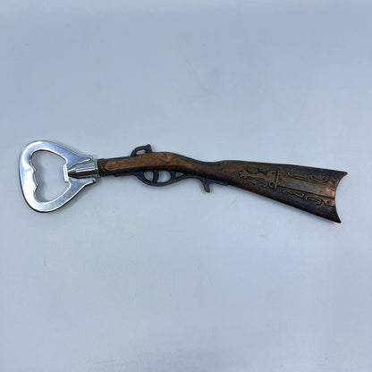 Vintage Shotgun Rifle Musket Handle Beer Bottle Opener Copper & Chrome Japan SD3