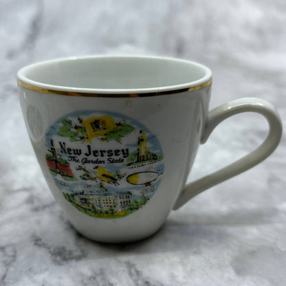 Vintage 1960s New Jersey Souvenir Mini Teacup & Saucer “The Garden State” TJ5