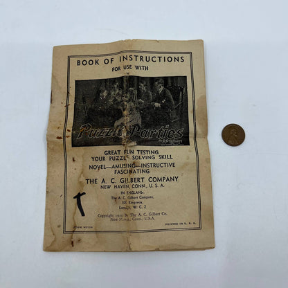 1920 AC Gilbert Puzzle Party Instruction Manual New Haven CT SC5