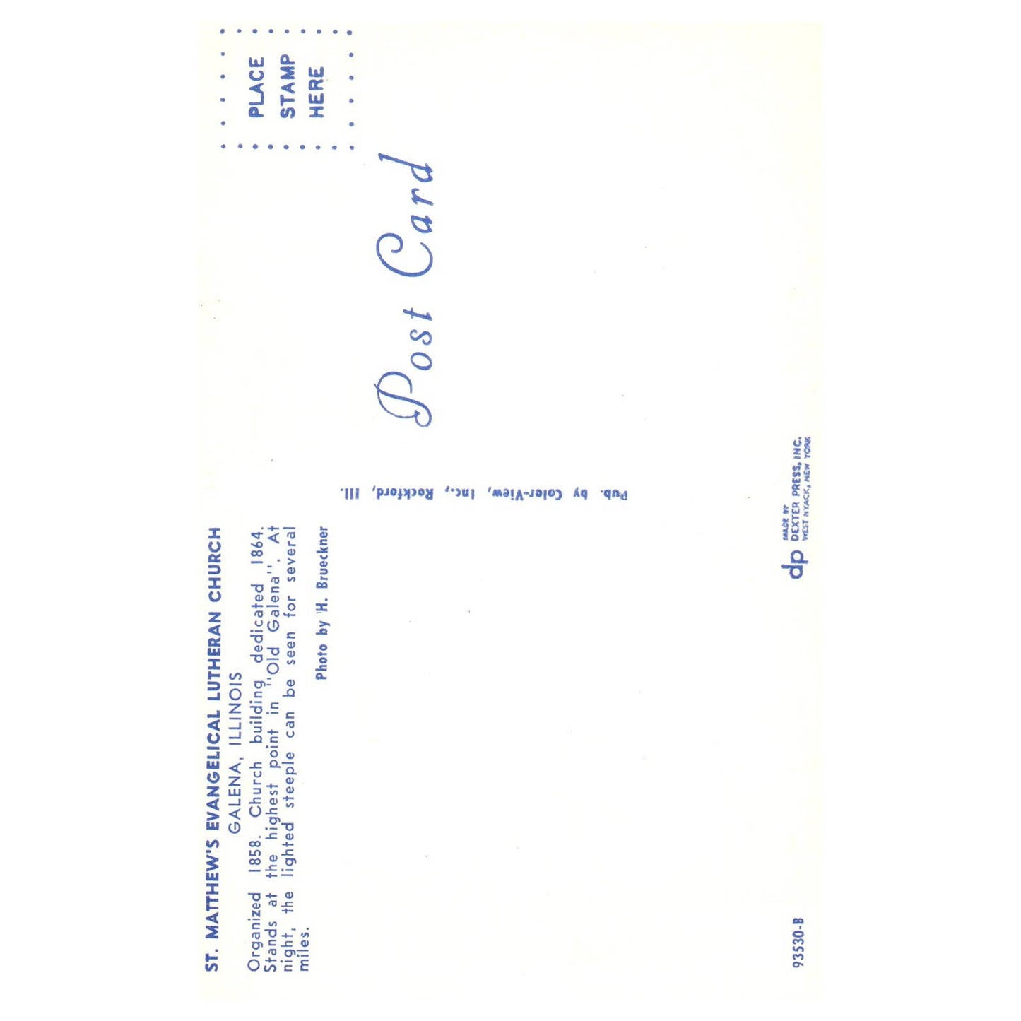 Vintage Postcard St. Matthew's Evangelical Lutheran Church Galena Illinois TJ7-1