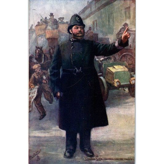 London Life Controlling Traffic Raphael Tuck Oilette Original Postcard TK1-21