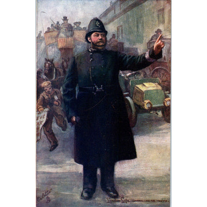 London Life Controlling Traffic Raphael Tuck Oilette Original Postcard P2-1