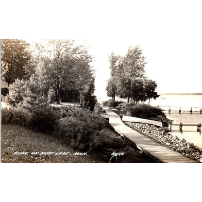 Scene on Burt Lake MI RPPC 1940 Original Postcard TK1-24