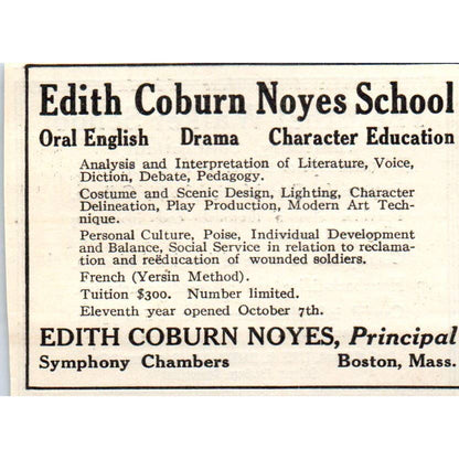 c1920 Harper's Magazine Ad Ethel Walker School Simsbury CT Ethel M. Walker EA3-2