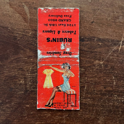 Rubin's Drug Sundries PINUP What a Year Will Do Advertising Matchbook SA9-M12