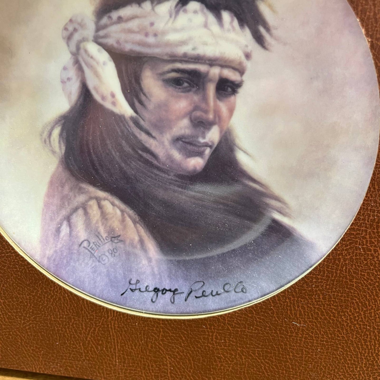 Vintage Gregory Perillo Art Book w/ Apache Brave Plate - Autographed Perillo TA4