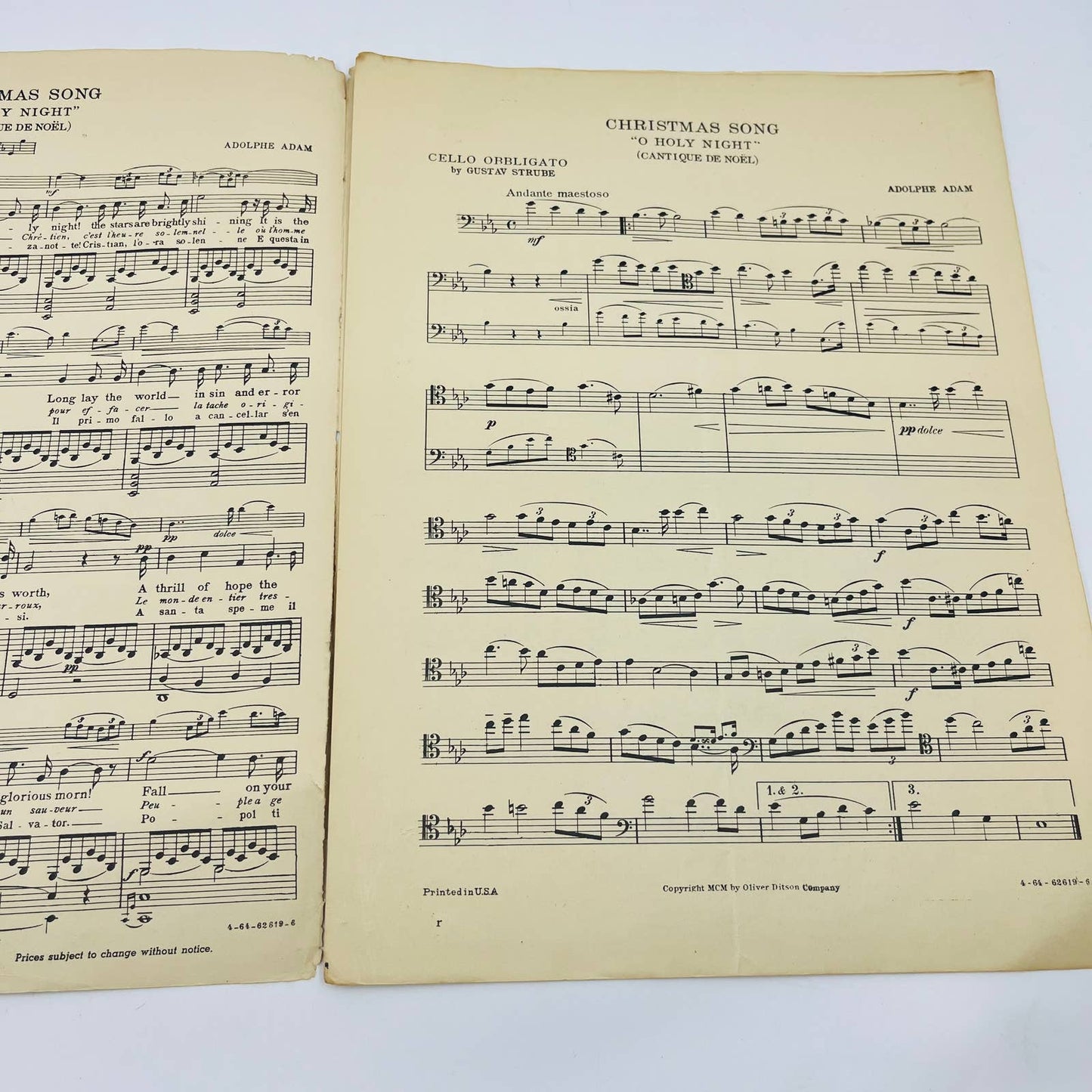 1900 Christ Sheet Music Cantique de Noël O Holy Night Adolphe Adam C11