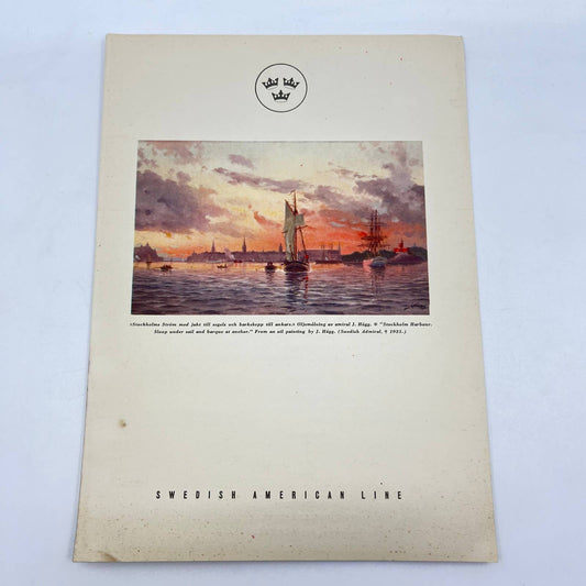 1962 Swedish American Line RS Grisholm Dinner Menu North Cape Cruise Ship AB3