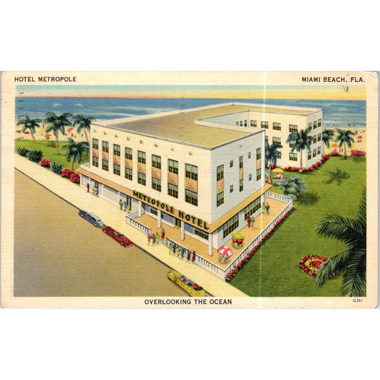 Hotel Metropole Miami Beach 1945 Florida Original Postcard TK1-P19