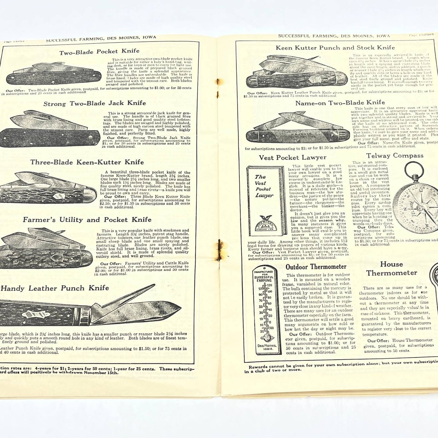1919 Successful Farming Magazine Reward Book Catalog Magazine Sales AB7