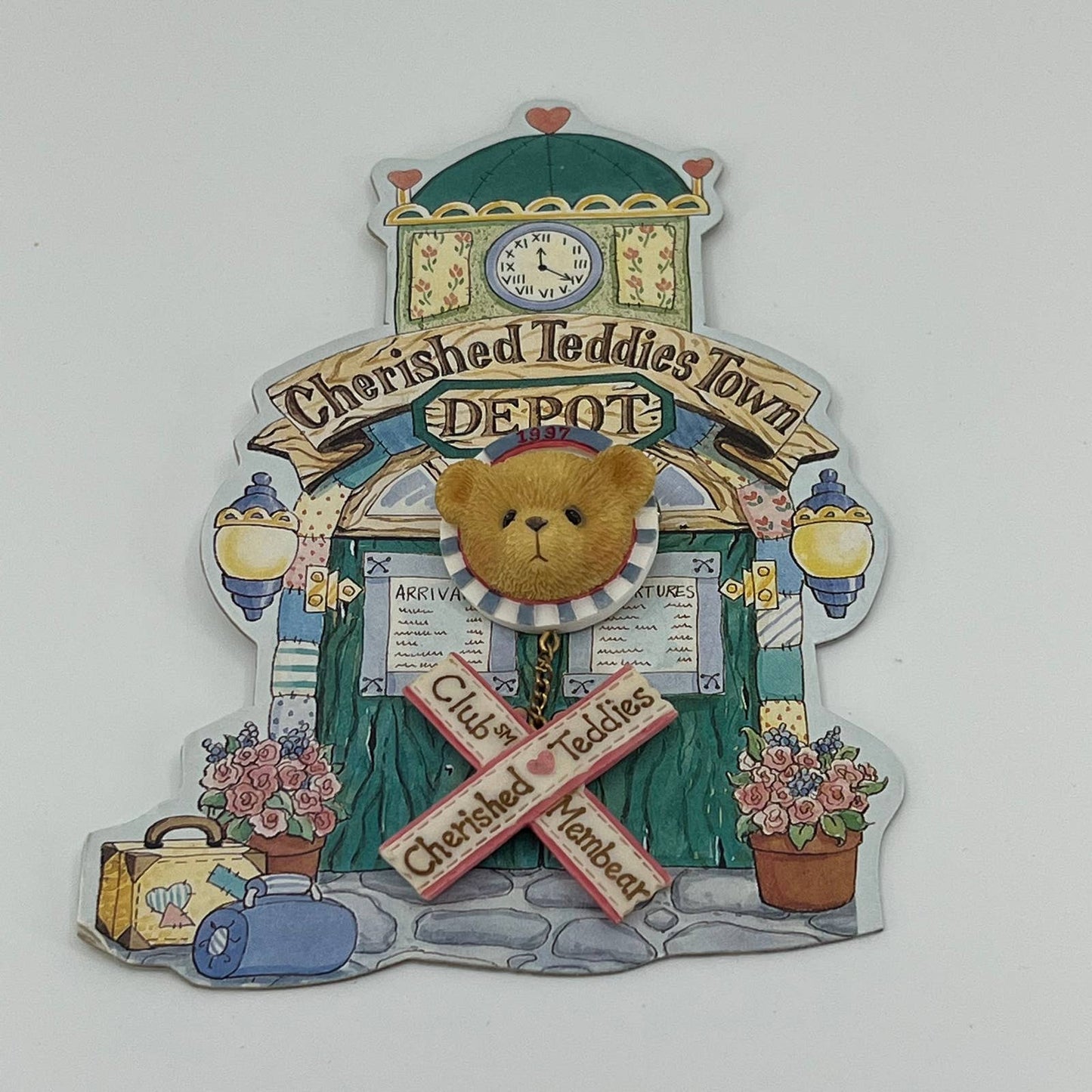 Cherished Teddies Club Member 1997 Enesco Darling Resin 1.5” Pin NEW On Card SA1