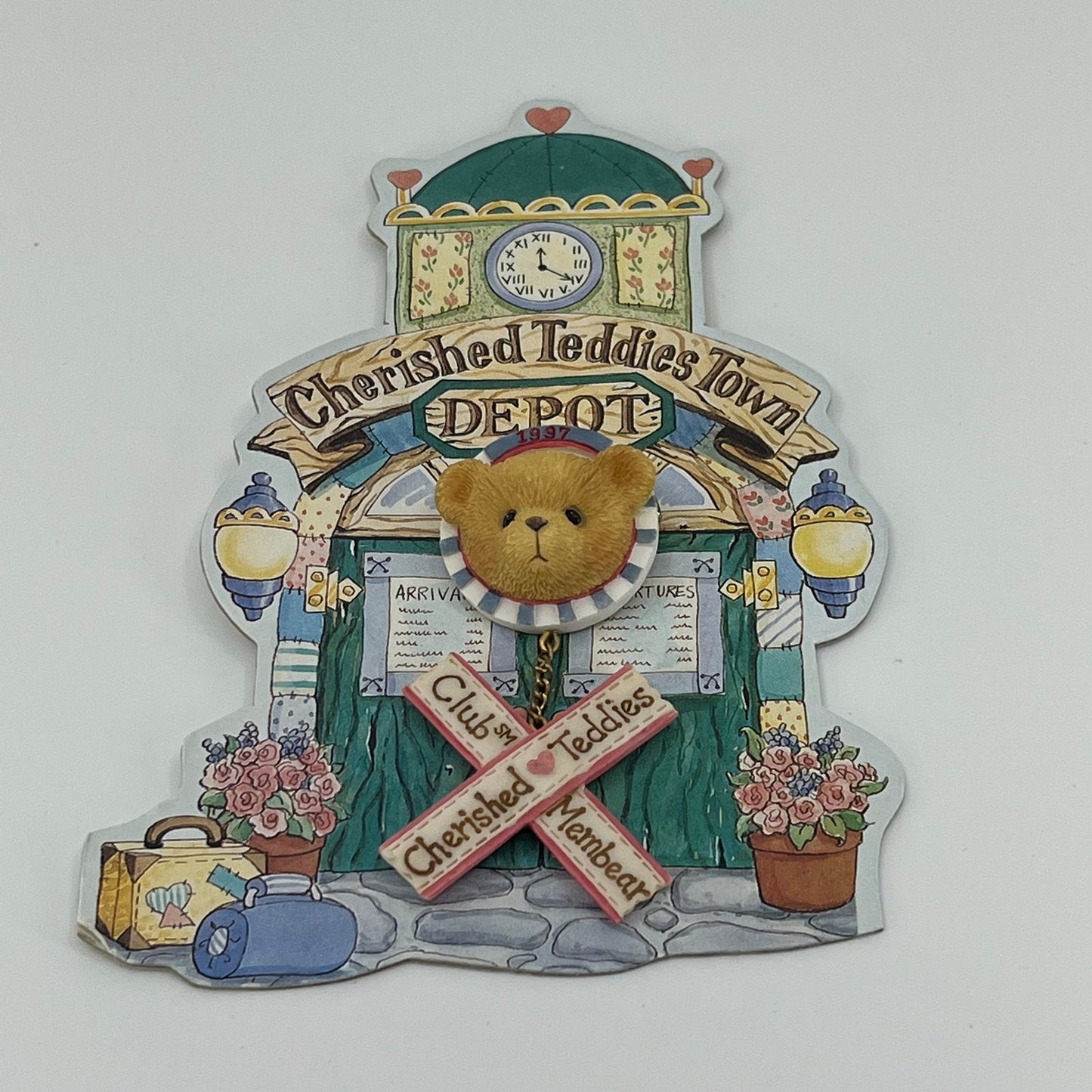 Cherished Teddies Club Member 1997 Enesco Darling Resin 1.5” Pin NEW On Card SA6