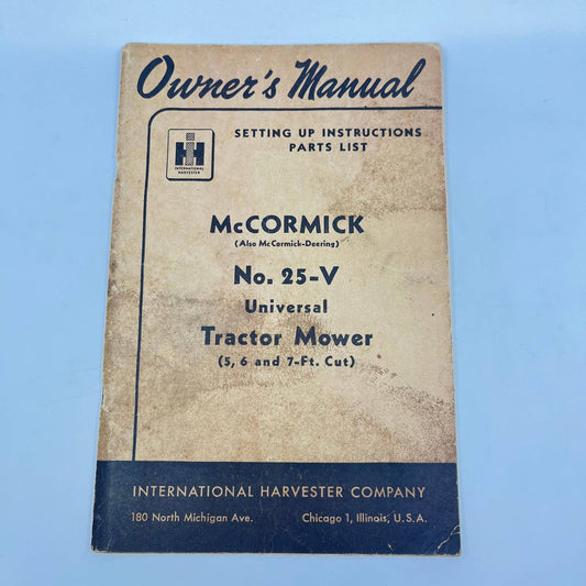 1949 McCormick Deering No. 25-V Universal Tractor Mower Owners Manual IH TC6