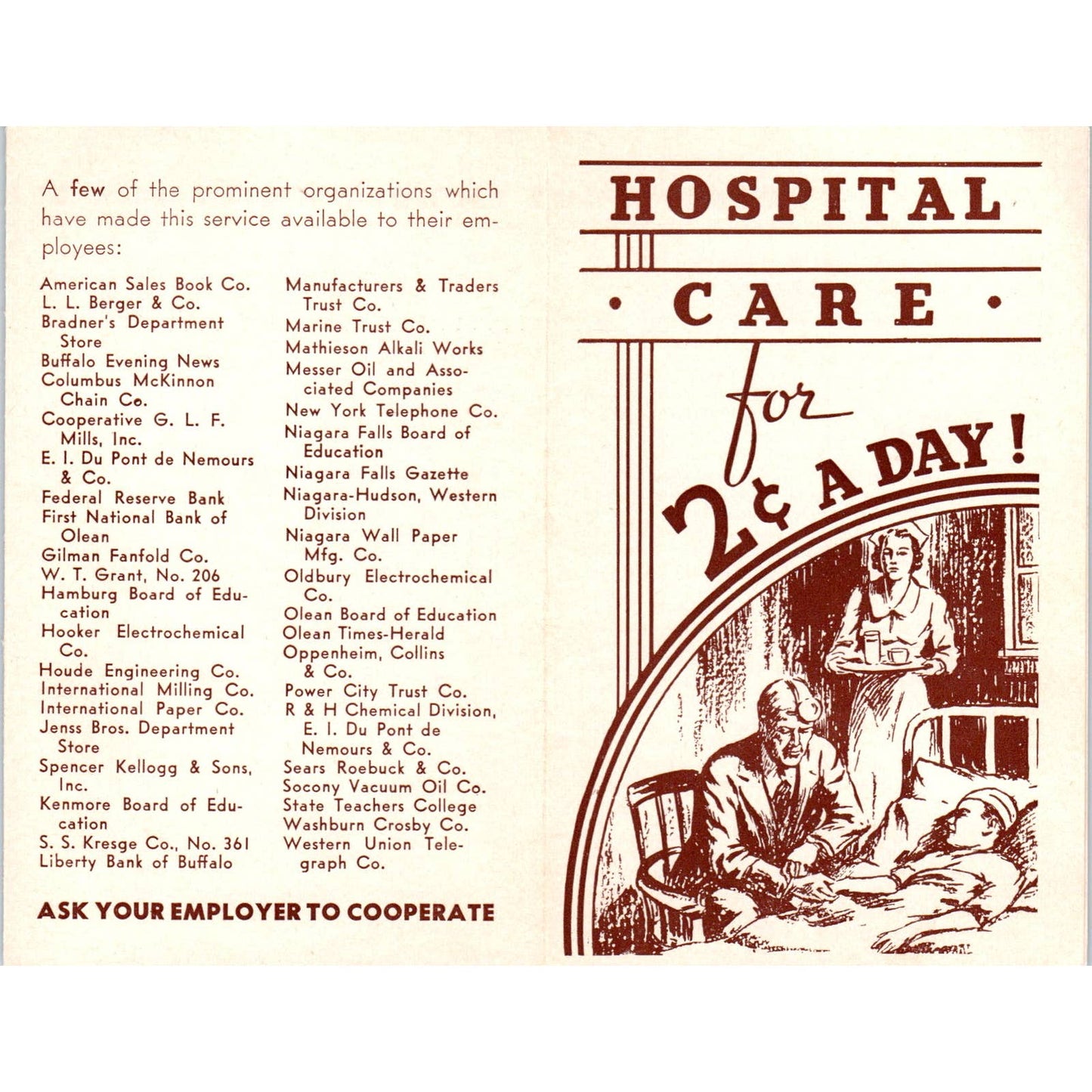 Hospital Service Corporation of Western New York Advertising Leaflet TK1-28