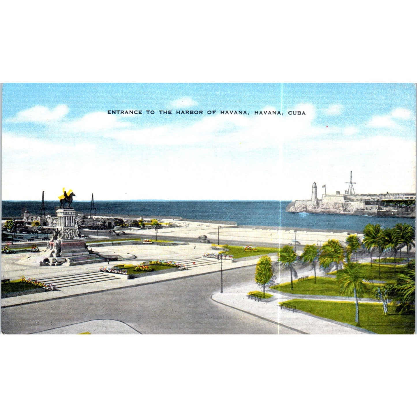Entrance to the Harbor of Havana Cuba Original Postcard P3-1