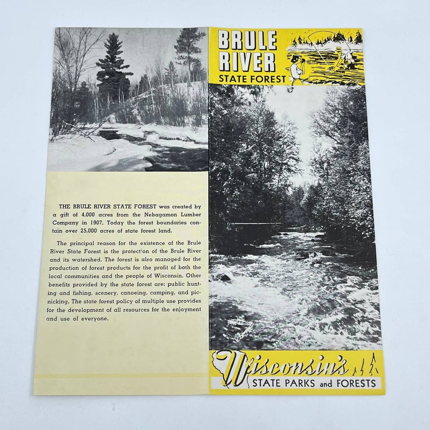 1940s Burke River State Forest Brochure & Fold Out Map Wisconsin AB3