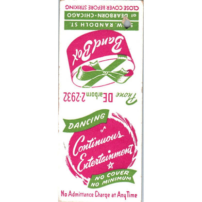 Band Box Dancing & Entertainment Chicago Advertising Matchbook Cover SA1-M2