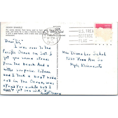 Vintage Postcard 4 Cocker Spaniel Dog Puppies EA3