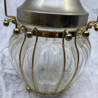 Vintage Schmid Bros Glass Biscuit Jar Wind-up Music Box Tune 190 Honey 5x7.5 TC4