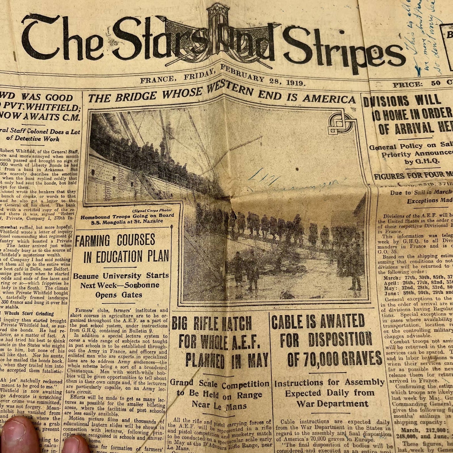 The Stars and Stripes - February 28, 1919 WWI US AEF Newspaper 28th Division B6