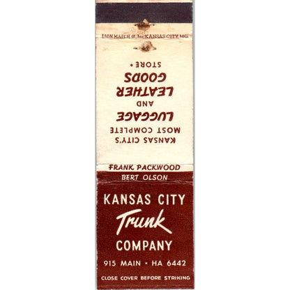 Kansas City Trunk Company Bert Olson Frank Packwood Advertising Matchbook SA9-M8