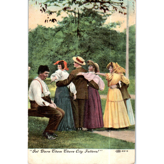 Gol Darn Them There City Fellers c1908 Victorian Original Postcard P2-8