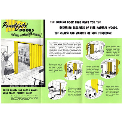 1950s MCM Advertising Brochure Panelfold Doors Wood Accordion Fold Closures SE4