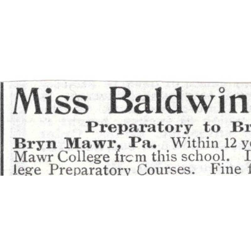 Miss Baldwin's Preparatory School Bryn Mawr College PA - 1903 Ad TJ8-7-3