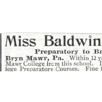 Miss Baldwin's Preparatory School Bryn Mawr College PA - 1903 Ad TJ8-7-3