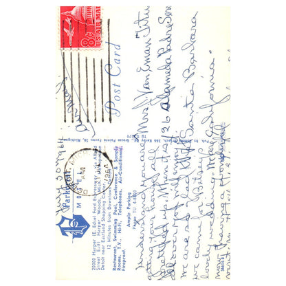 Parkcrest Hotel Harper Woods Michigan 1964 - Postcard TJ8-1