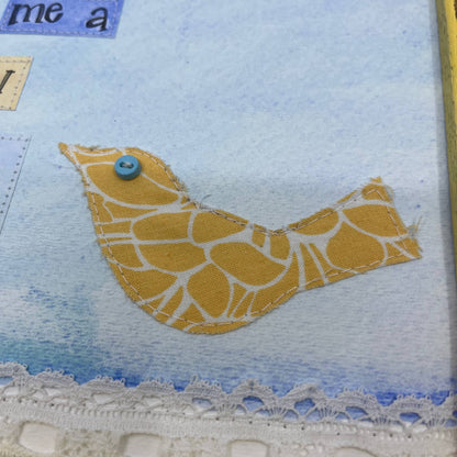 Original Mixed Media Wall Art Psalm 40:3 Bird Elisabeth Forman 10.5 x 12.5" TI4
