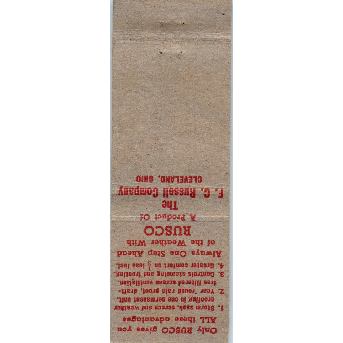 Rusco Micklin Home Improvement Lincoln NE Advertising Matchbook Cover MM10-2
