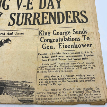 1945 May 8 - Pennsylvania Intelligence Journal - Germany Surrenders WWII FL4