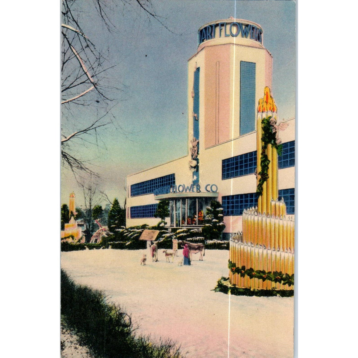 Christmas at the Calart Building 1946 Original Postcard TK1-P19