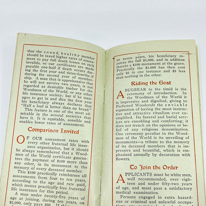 1908 Woodmen of the World Life Insurance Promo Booklet SD3