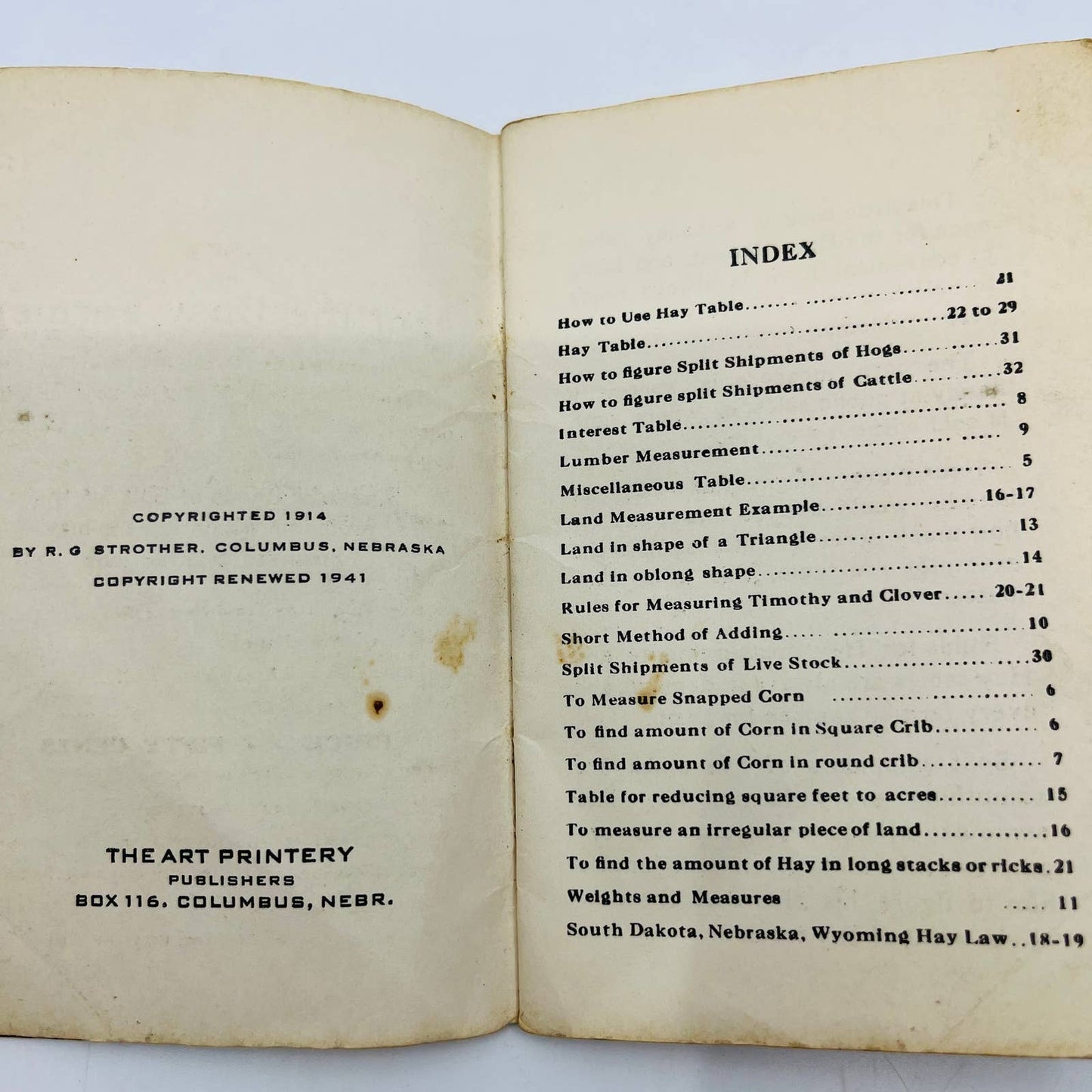 1914 Handbook For the Busy Farmer Columbus Nebraska State Bank of Cairo SA7