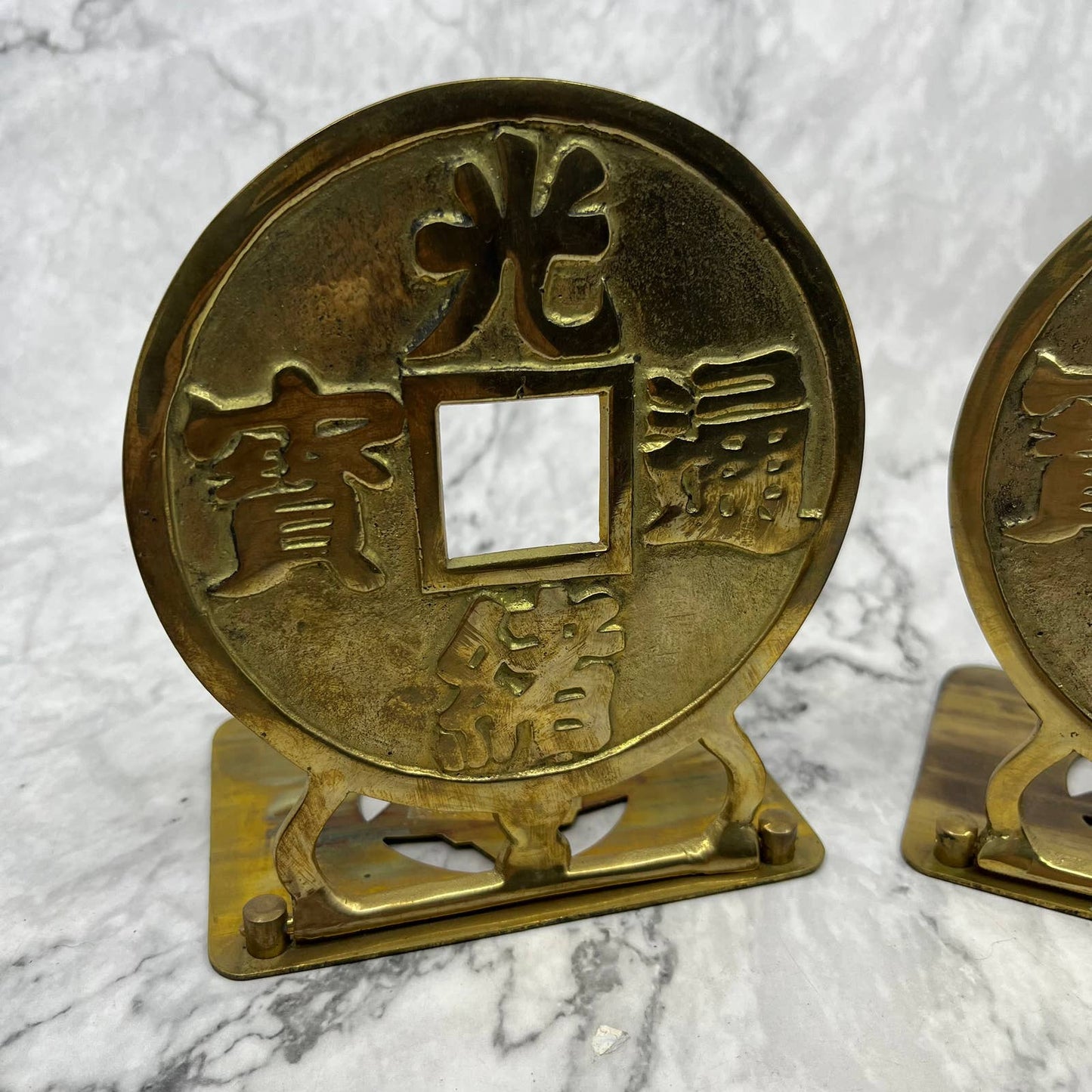 MCM Brass Chinoiserie Bookends Set of 2 TK1