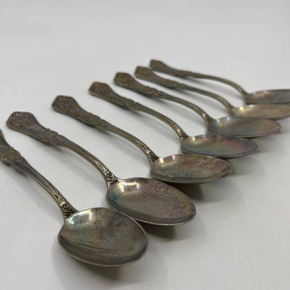 1907 WM Rodgers Silverplate Grenoble Pattern 6" Teaspoon Set of 7 TH8