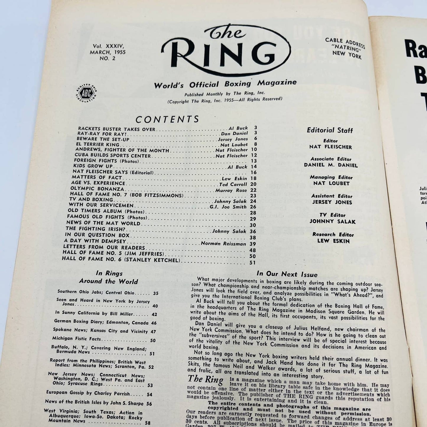 1955 March - The Ring Boxing Magazine – Jimmy Carter Cover Ray Robinson TA5