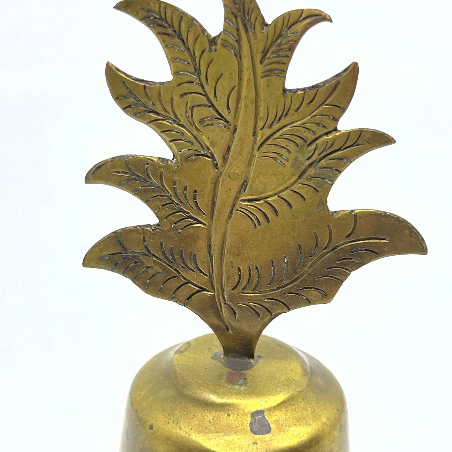 Vintage Art Nouveau Brass Leaf Handle Novelty Dinner Bell 5" TF5