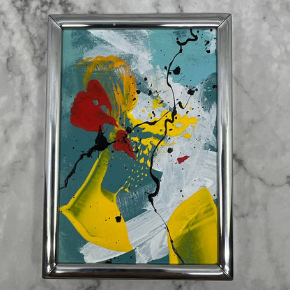 Framed Original Abstract Art Painting 3.5x5" Mini With COA TI6