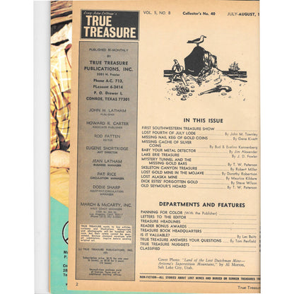 Long John Lathams Lost Treasure Magazine Lost Mines, Buried, Sunken Aug 1971 MB1