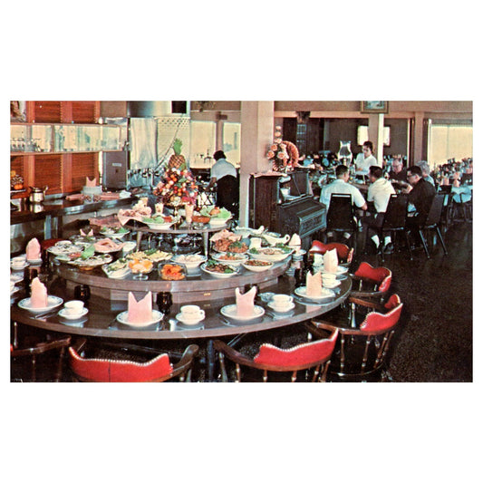 Vtg Postcard Cabana Beach Motel Sea-N-Sirloin Restaurant Interior Biloxi P3-7