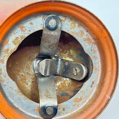 Vintage Orange Enamel Metal Desk Service Bell TE5