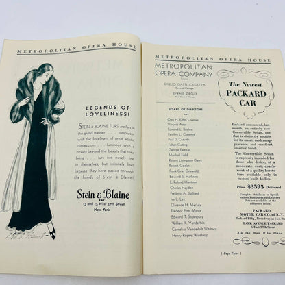 1930-31 Season Metropolitan Opera House (MET) Grand Opera Program Week 8 NYC TD6