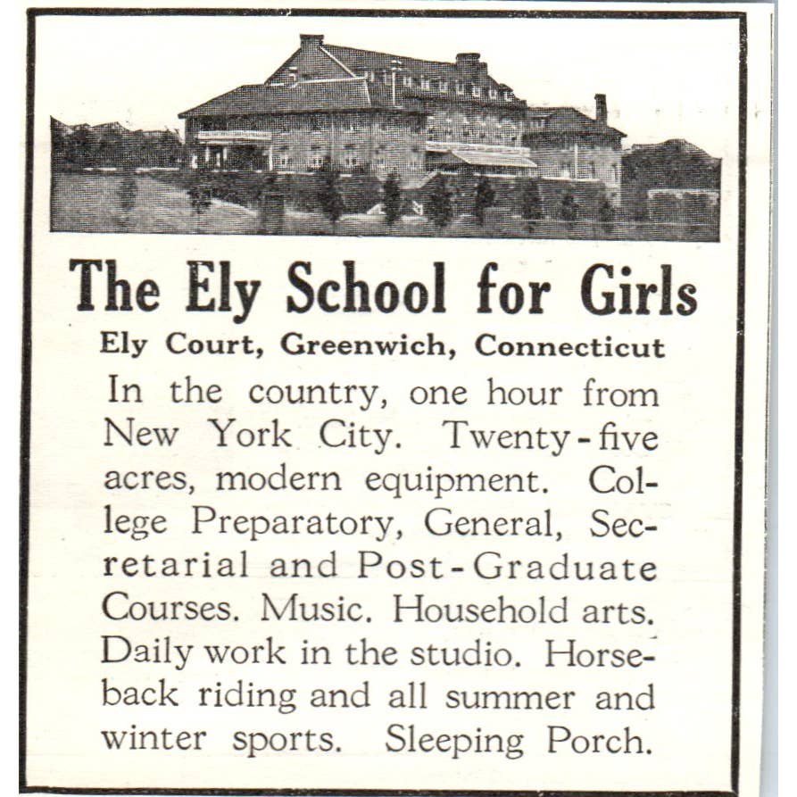The Ely School for Girls Greenwich CT - 1921 Original Ad TJ7-S